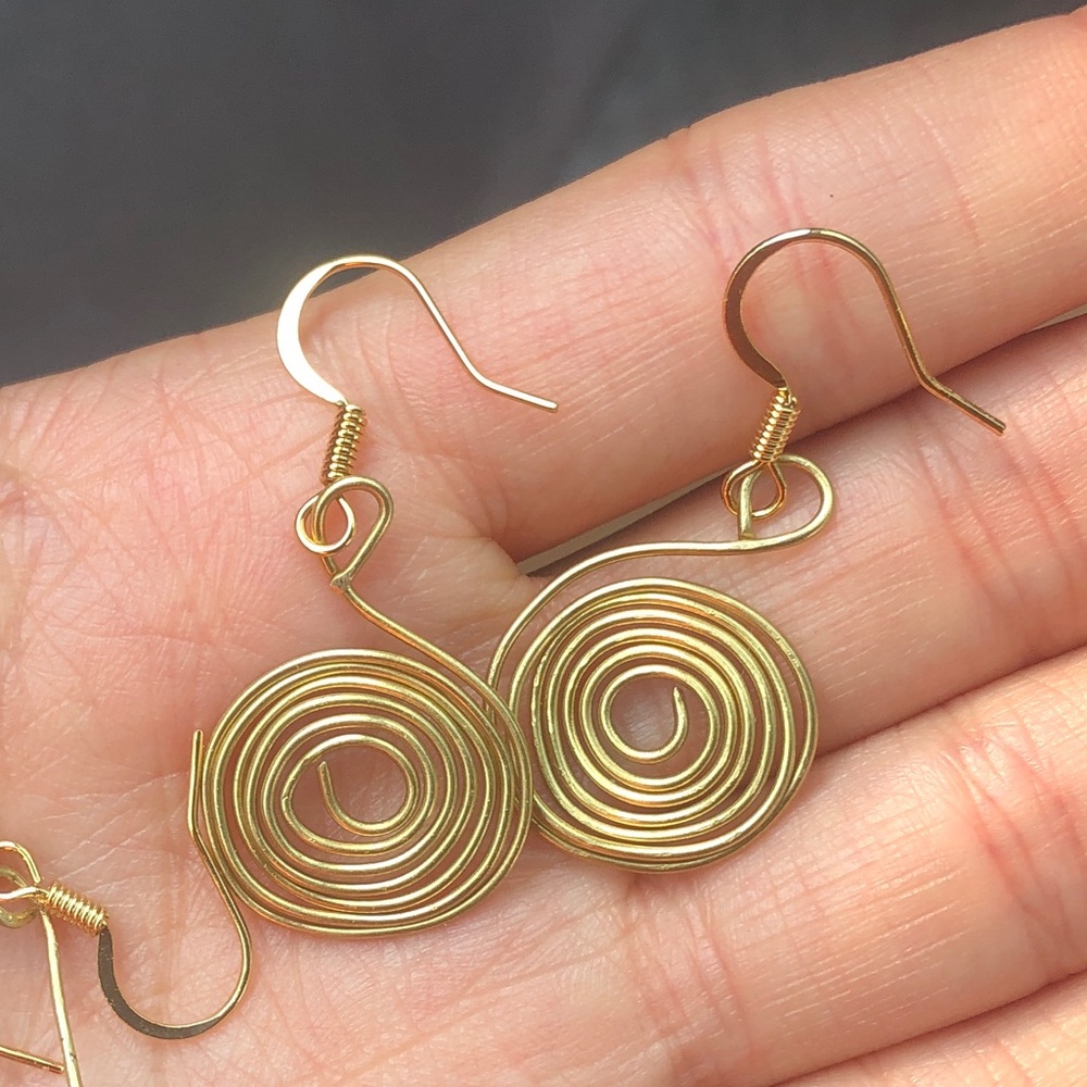 Handmade copper 14k gold plated earrings